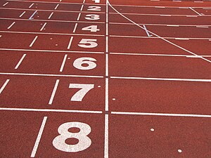 English: Athletics tracks finish line