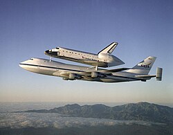 Space Shuttle Atlantis transported by a Boeing 747 Shuttle Carrier Aircraft (SCA), 1998 (NASA)