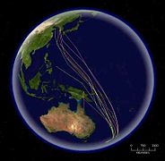 Godwit migration from Asia to New Zealand