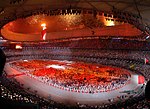 Estádio Nacional de Pequim durante a cerimônia de abertura.