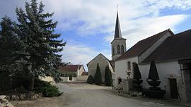 The church and surroundings in Bissey-la-Pierre