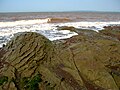 Chignecto Bay with the Cape Maringouin peninsula (New Brunswick) in the distance, as viewed from Joggins Fossil Cliffs on the Bay of Fundy at Joggins, Nova Scotia.