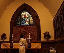 Altar cloth used for the Feast of Christ the King at an Episcopal church ChristKing.jpg