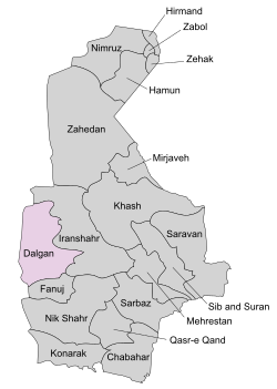 Location of Dalgan County in Sistan and Baluchestan province