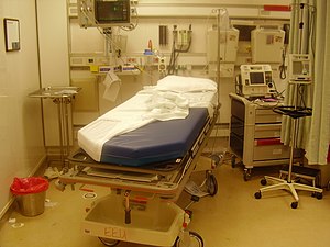 Intensive care bed after a trauma intervention...