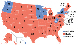 1988 Electoral College vote results ElectoralCollege1988.svg