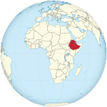 Map showing Ethiopia in an orthographic projection