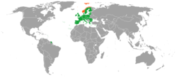 European UnionとNorwayの位置を示した地図