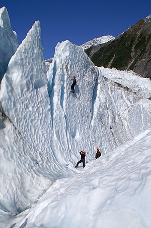 Ice climbers practicing at Franz Josef glacier...
