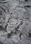 Foundation for the hydroelectric power station being built in Stejaru in the 1950s