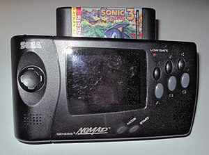 A Sega Genesis Nomad with a Sonic the Hedgehog...