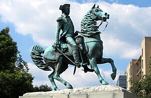 English: The equestrian sculpture of George Wa...
