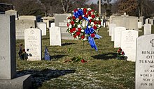 Gus Grissom's and Roger Chaffee's headstones during the NASA Day of Remembrance ceremony in 2013 GrissomChaffeeGrave.jpg