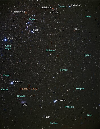 La posizione attuale della stella