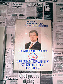 A flyer advertising Milan Babic during the election Hrvatski povijesni muzej 27012012 Domovinski rat 11.jpg