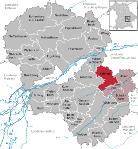 Poziția Kröning pe harta districtului Landshut