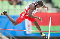 Bronzemedaillengewinner Leonel Suárez beim Stabhochsprung