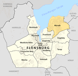 Map of Flensburg highlighting Mürwik