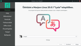 Manjaro Linux installer in Hungarian language