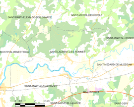 Mapa obce Saint-Laurent-des-Hommes