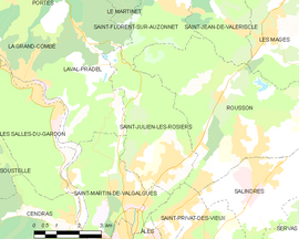 Mapa obce Saint-Julien-les-Rosiers