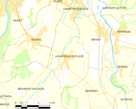 Mapa obce Lagardelle-sur-Lèze