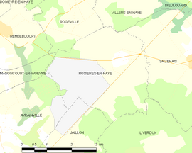 Mapa obce Rosières-en-Haye