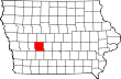 Harta statului Iowa indicând comitatul Guthrie