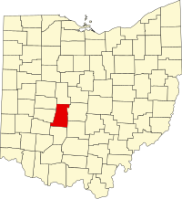 Map of Ohajo highlighting Madison County