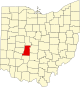 Localização do Map of Ohio highlighting Madison County