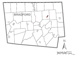 Map of Bradford County with Rome highlighted