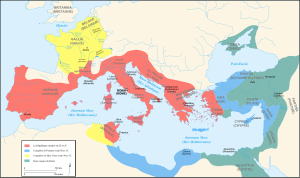 Карта Древнего Рима времен Цезаря (с завоеваниями) -fr.svg
