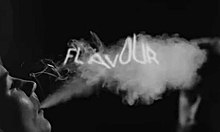 The television advertisement for Mirage e-cigarettes in 2015 depicted a man and woman vaping surrounded by plumes of aerosol (vapor). The advertisement included text that stated, "choice", "flavour", and "freedom".