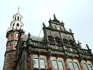 The old townhall of The Hague. The statues on ...