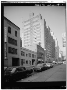 Historic American Buildings Survey image PERSPECTIVE VIEW OF 308-20 EAST FORTY-FOURTH STREET, LOOKING NORTHEAST - Beaux Arts Apartments, 307-317 and 308-320 East Forty-fourth Street, New York, New York County, NY HABS NY,31-NEYO,101-1.tif