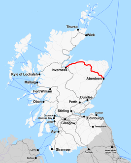 Spoorlijn Aberdeen - Inverness op de kaart