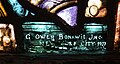 Close up shot of G. Owen Bonawit's signature on a stained glass window in the Bethseda By The Sea Episcopal Church in Palm Beach, Florida. The image includes the words "G. Owen Bonawit, Inc. New York City 1927". Other windows in the church are dated as late as 1939. Image was taken 10 Dec 2010.