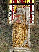 Statue de sainte Barbe en pierre polychrome du XVIe siècle