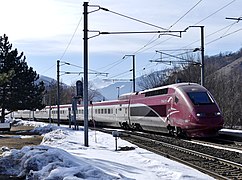 Rame TGV Thalys effectuant la liaison Amsterdam – Bourg-Saint-Maurice.