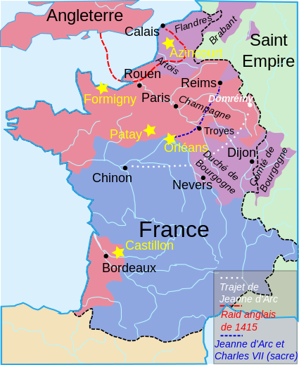 карта Франции Столетняя война