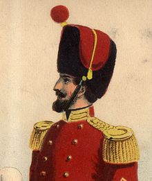 An early iteration of the U.S. Marine Band's bearskin helmet, shown in the 1859 uniform regulations USMC DM uni.jpg