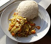 Ugali (pictured top) and cabbage