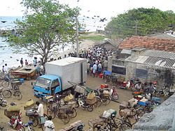 An Isuzu Elf truck at Valvettithurai fish market in Sri Lanka, May 2004