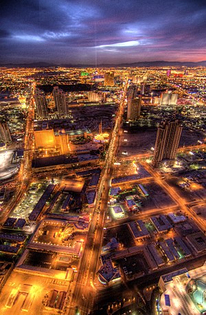 Night-time shot from the Stratosphere in Las V...