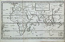 Map depecting Captain Dampiers route to New Holland, now Western Australia