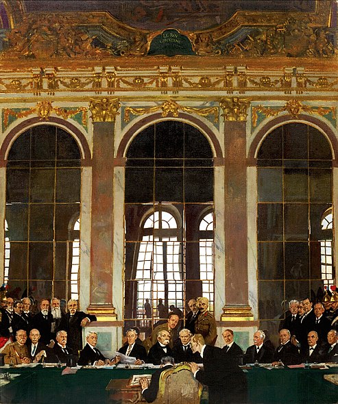 William Orpen. Signing of peace in the Hall of Mirrors Versailles Palace June 28, 1919. Imperial War Museum. London.
