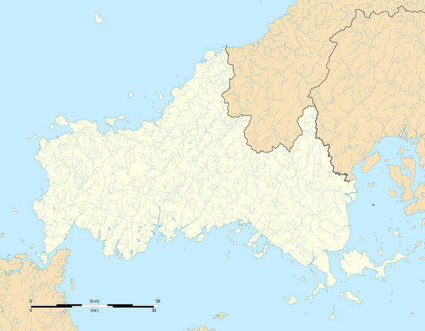 일본의 도도부현내 자치체 위치도/야마구치현은(는) 야마구치현 안에 위치해 있다