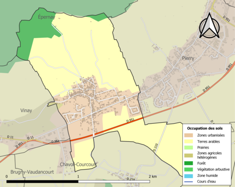 Carte des infrastructures et de l'occupation des sols de la commune en 2018 (CLC)