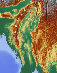 アラカン山脈地形図