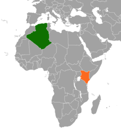 Карта с указанием местоположения Алжира и Кении